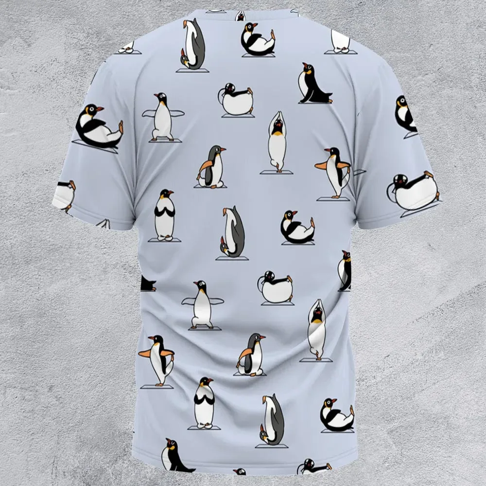 Penguin Yoga Pattern All-Over Print Unisex T-Shirt - 2