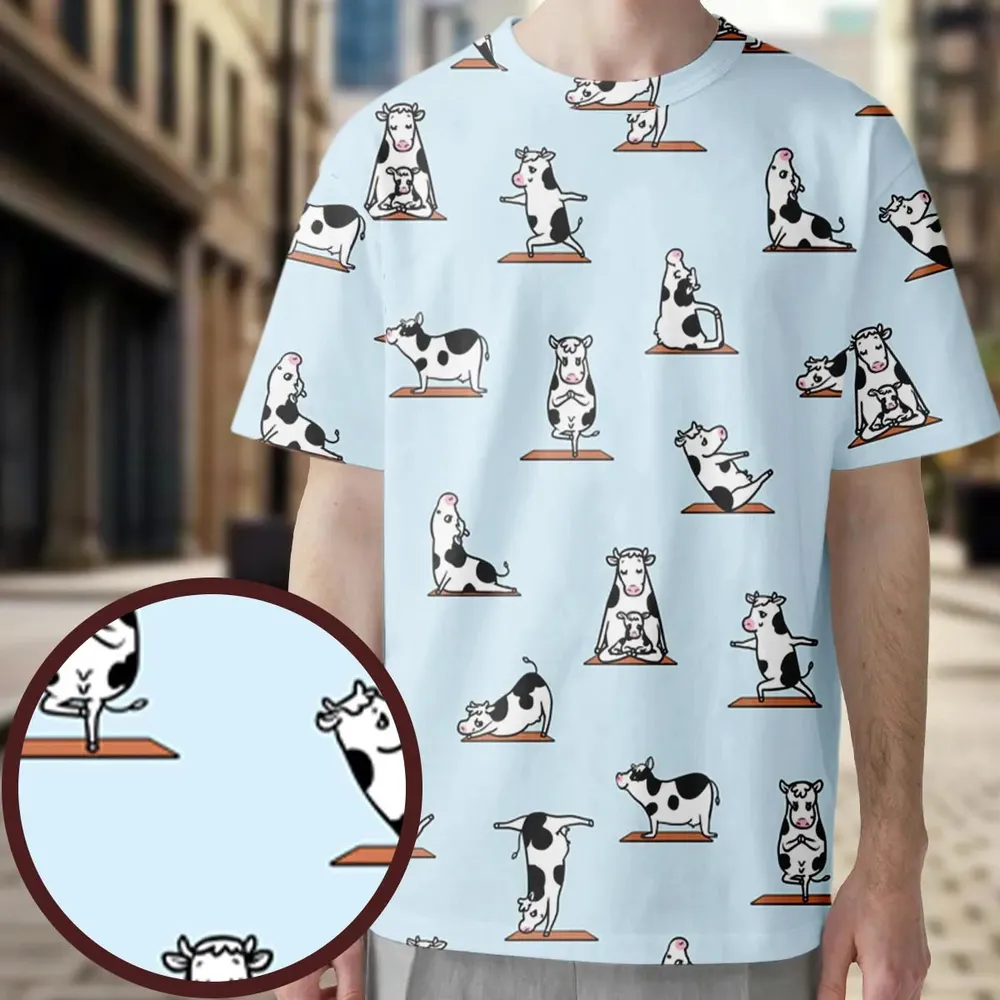 Moo Yoga Pattern All-Over Print Unisex T-Shirt - 3