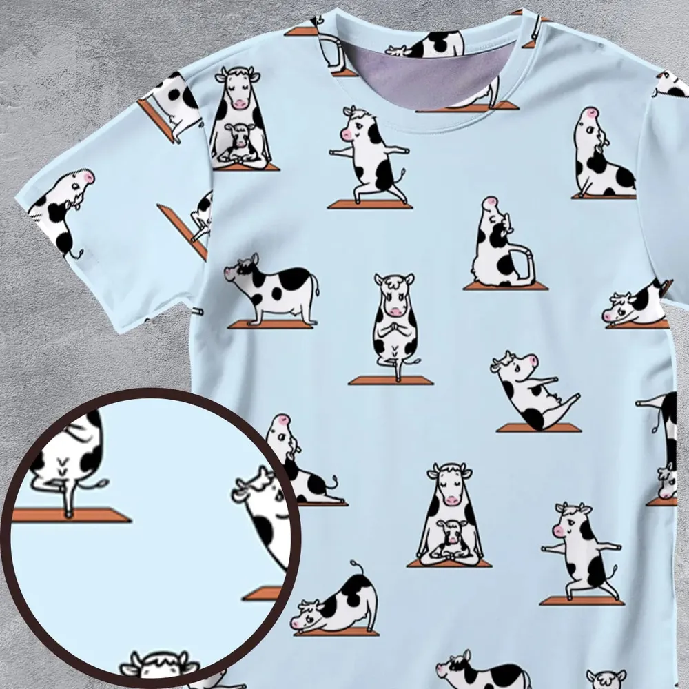 Moo Yoga Pattern All-Over Print Unisex T-Shirt - 4
