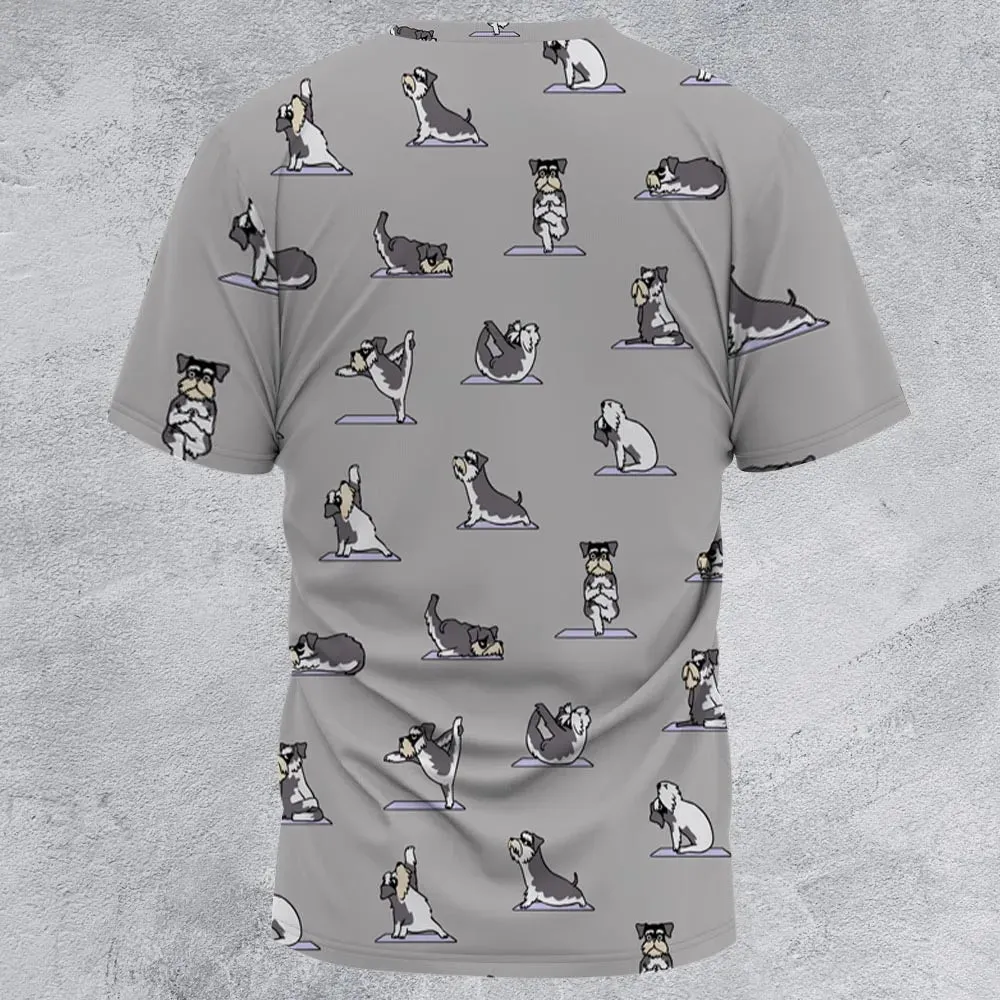Miniature Schnauzer Yoga Pattern All-Over Print Unisex T-Shirt - 2