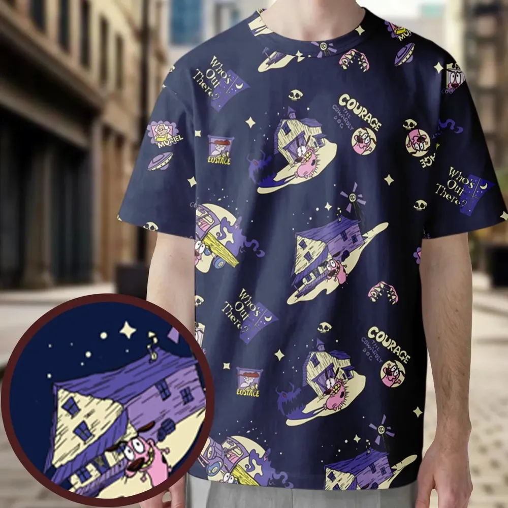 Courage the Cowardly Dog Scenic All-Over Print Unisex T-Shirt - 4