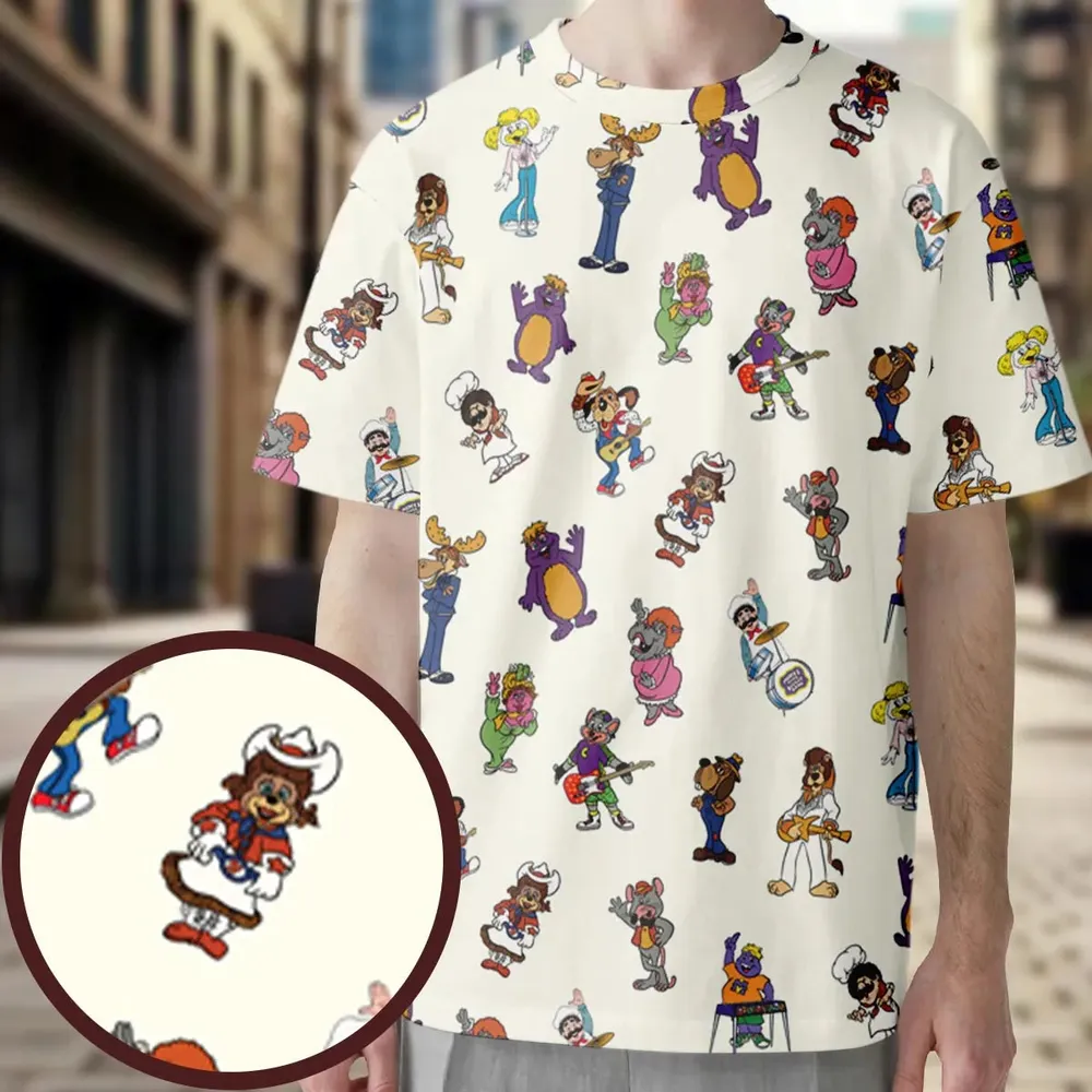 80s Pizza Time Theater Hawaiian Shirt Chuck E Cheese All-Over Print Unisex T-Shirt - 4