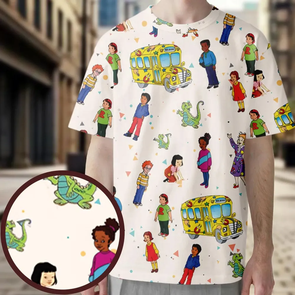 The Magic School Bus Characters All-Over Print Unisex T-Shirt - 3