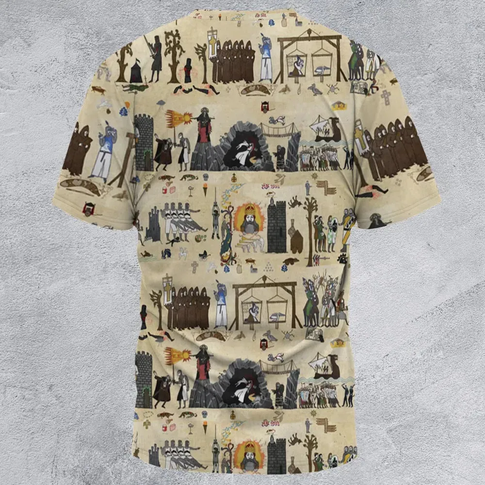 Bayeux Tapestry Monty Python All-Over Print Unisex T-Shirt - 2