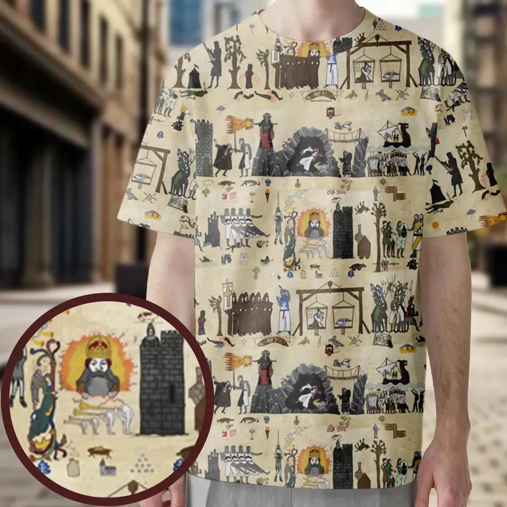 Bayeux Tapestry Monty Python All-Over Print Unisex T-Shirt - 3