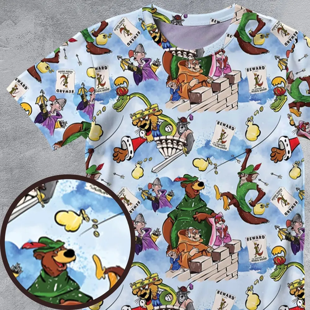 Robin Hood Characters Pattern All-Over Print Unisex T-Shirt - 4