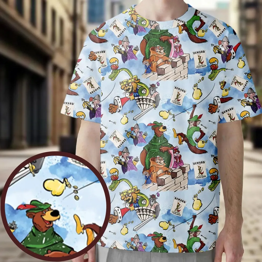 Robin Hood Characters Pattern All-Over Print Unisex T-Shirt - 3