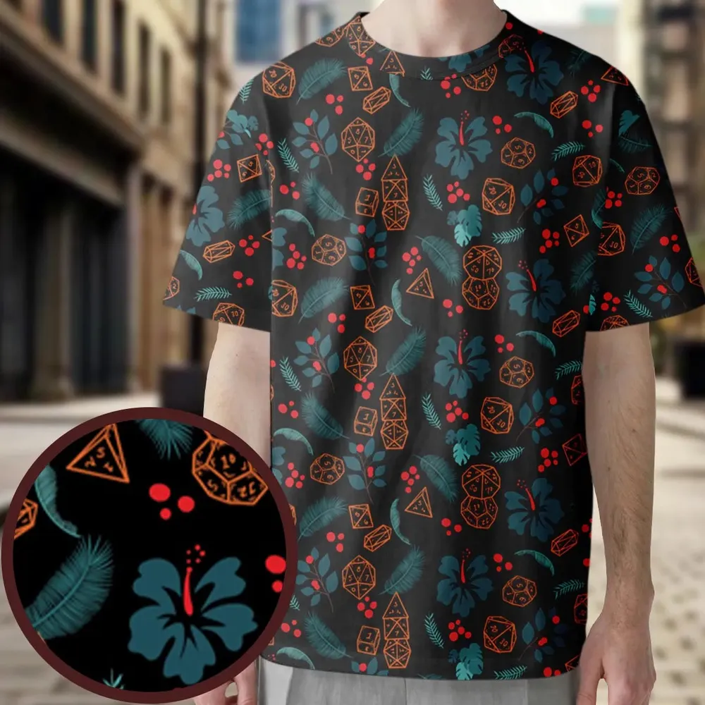 Floral Dice DnD All-Over Print Unisex T-Shirt - 3