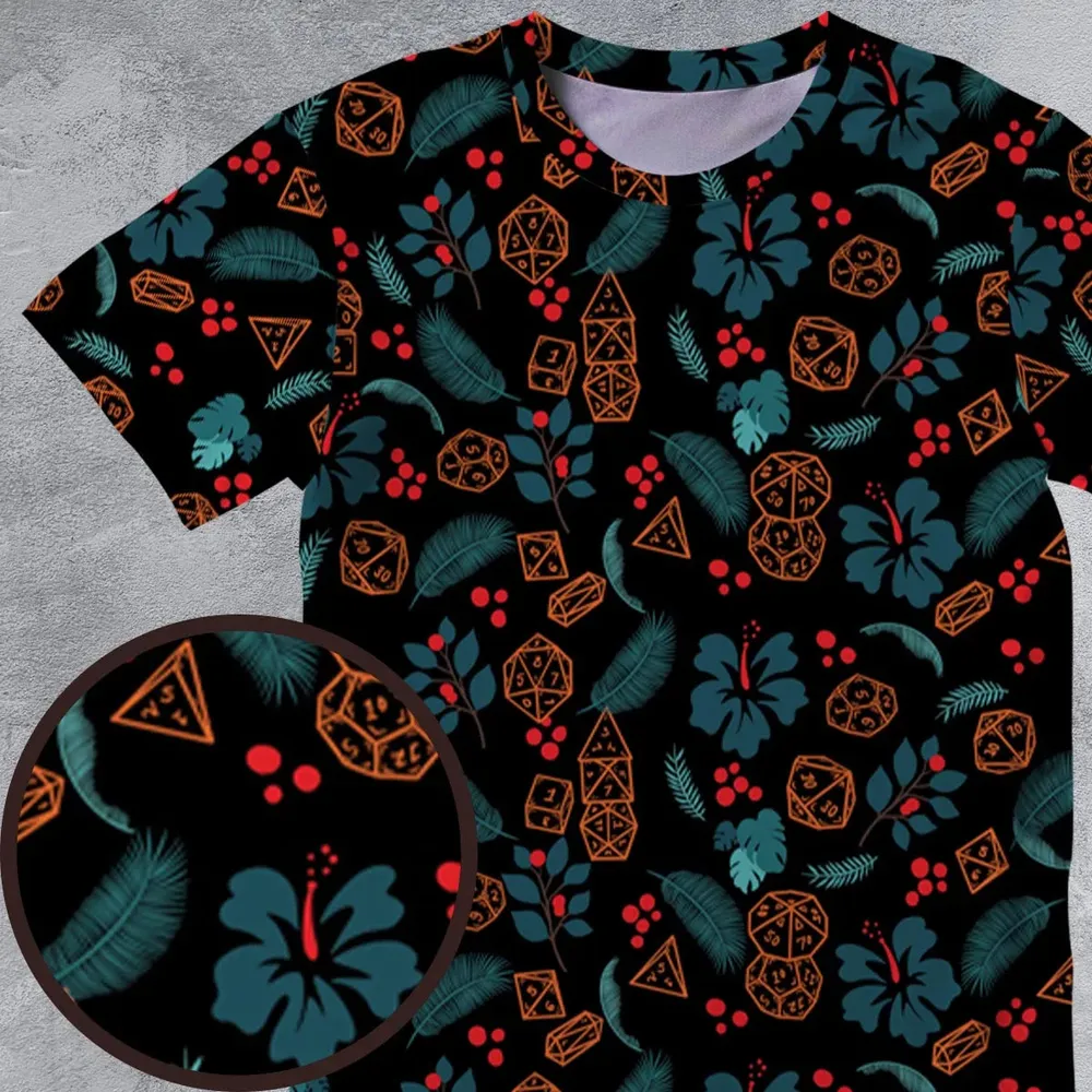 Floral Dice DnD All-Over Print Unisex T-Shirt - 4