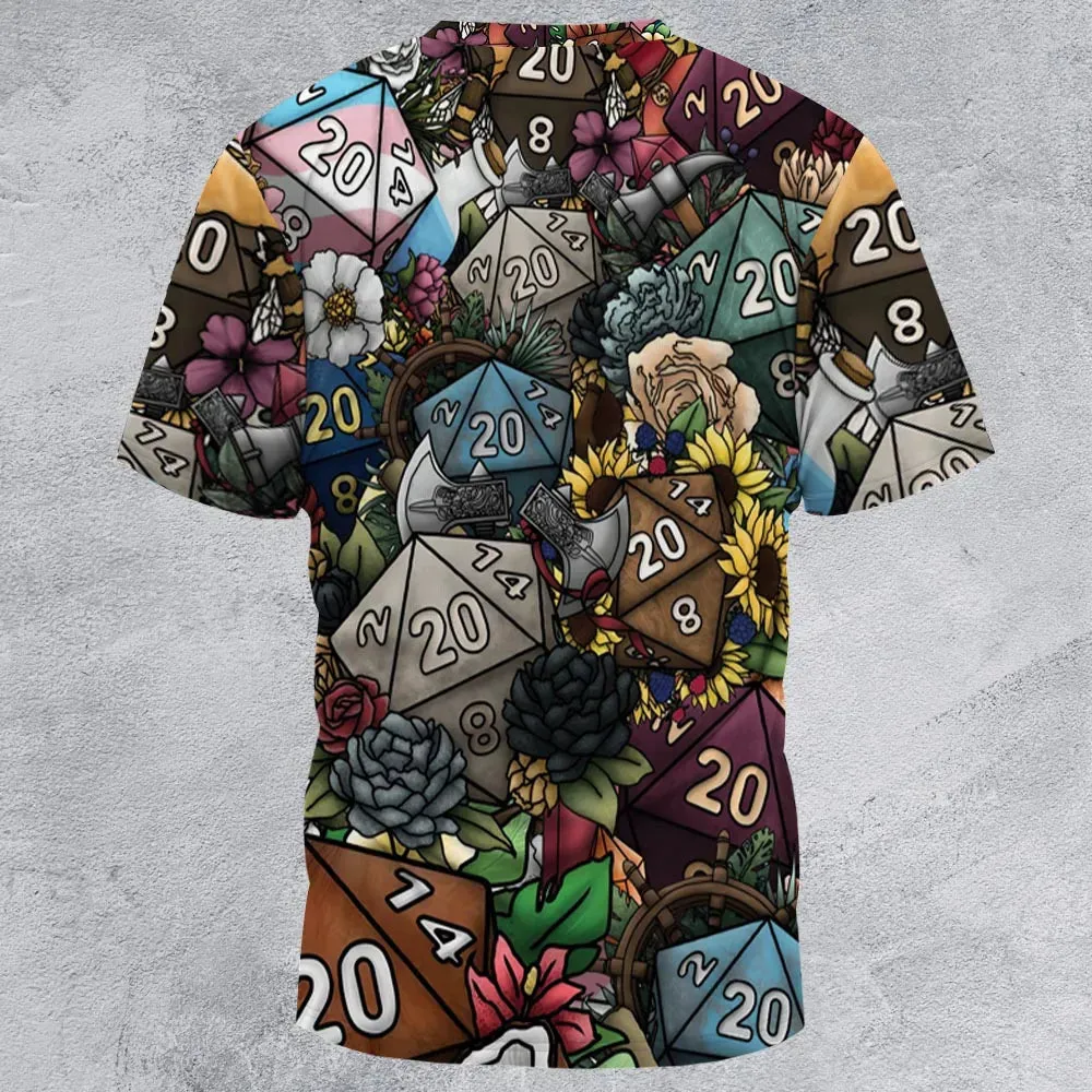 Flower Dice DnD All-Over Print Unisex T-Shirt - 2