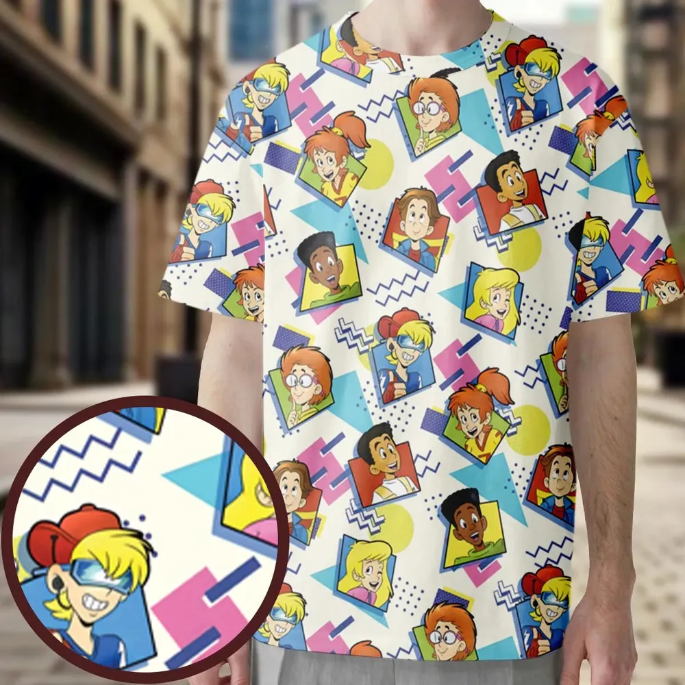 90s Pattern and Kids Club All-Over Print Unisex T-Shirt - 4