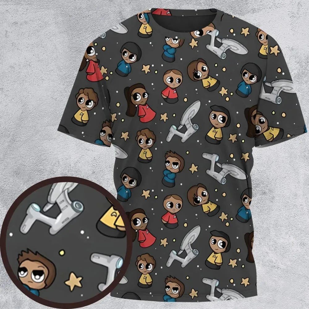 Cute Space Star Trek All-Over Print Unisex T-Shirt - 2