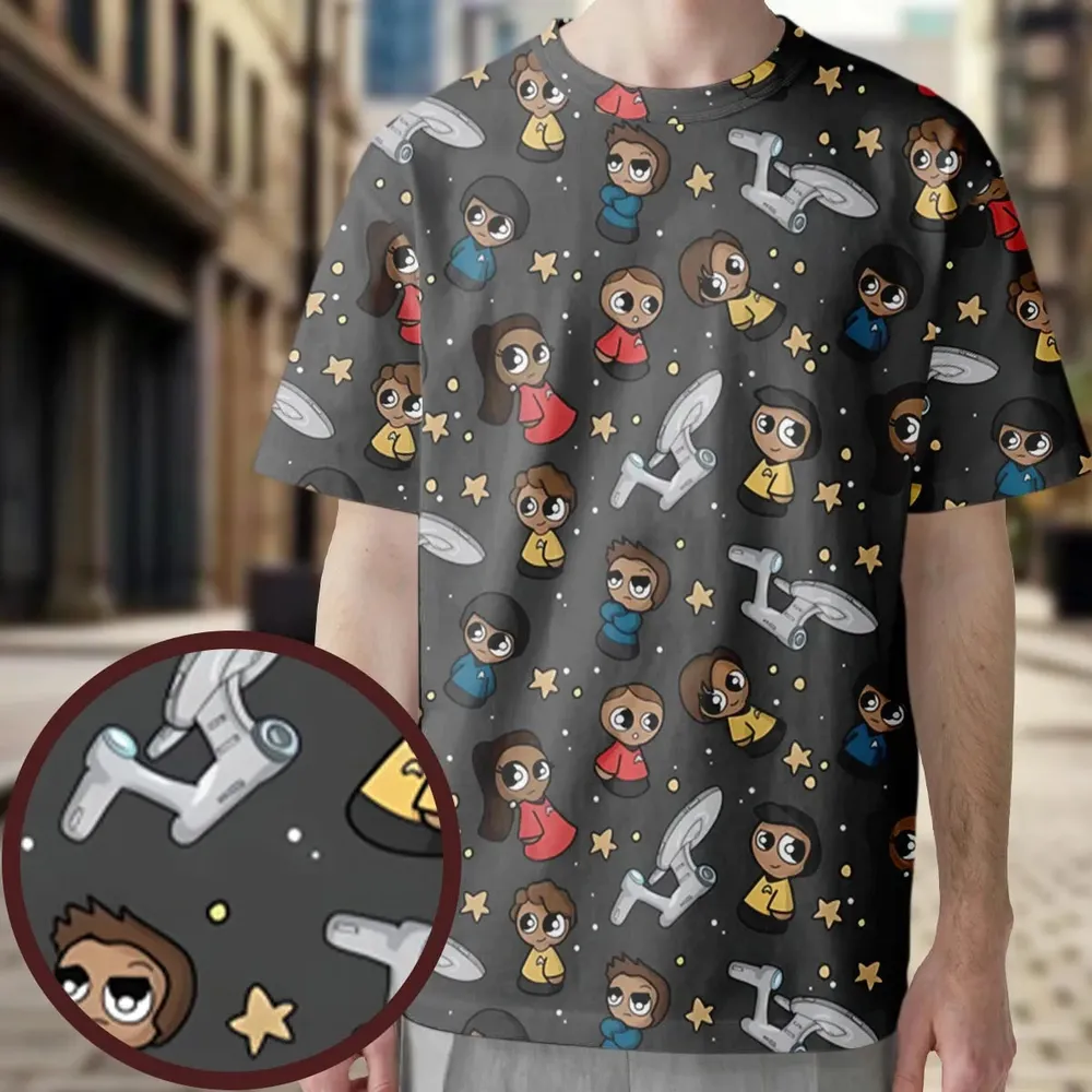 Cute Space Star Trek All-Over Print Unisex T-Shirt - 4