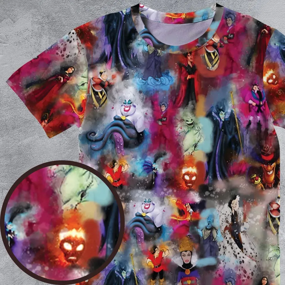 Watercolor Villains All-Over Print Unisex T-Shirt - 4