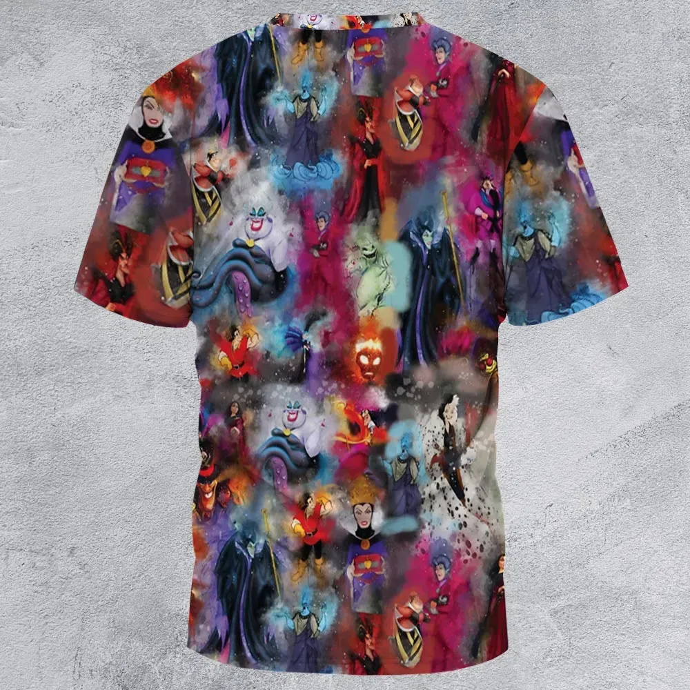 Watercolor Villains All-Over Print Unisex T-Shirt - 3