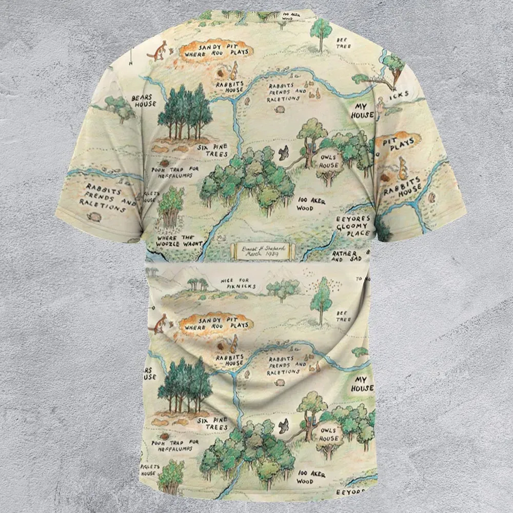 Hundred Acre Wood Map All-Over Print Unisex T-Shirt - 3