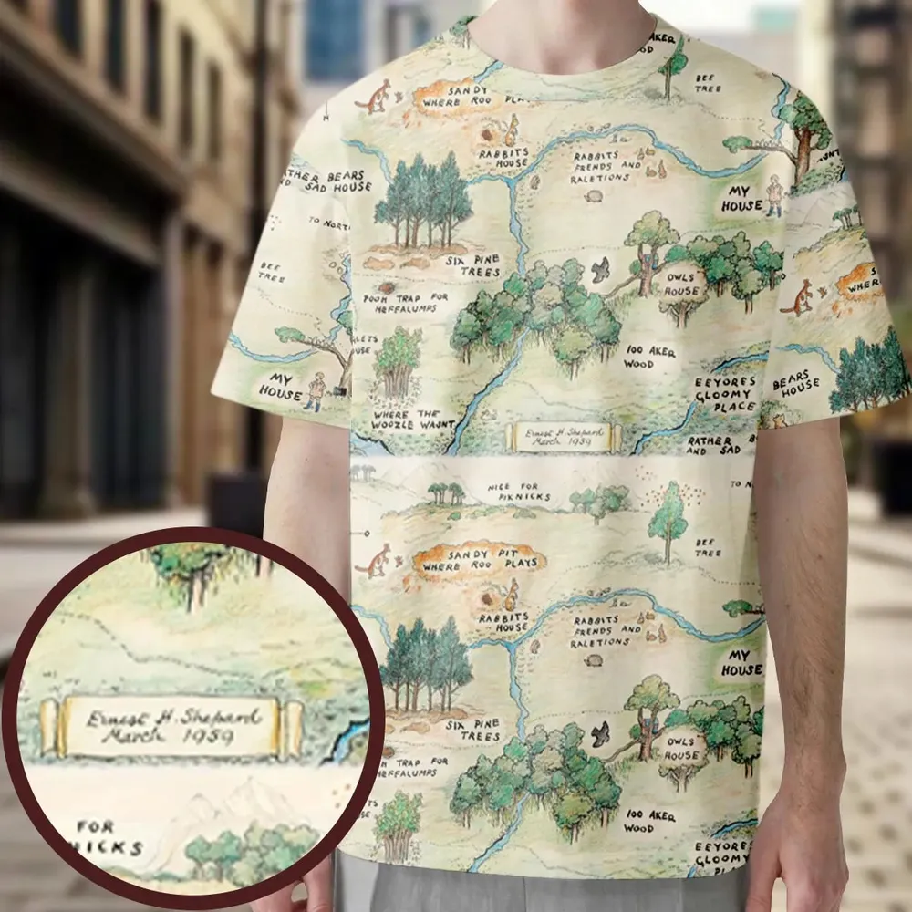 Hundred Acre Wood Map All-Over Print Unisex T-Shirt - 4