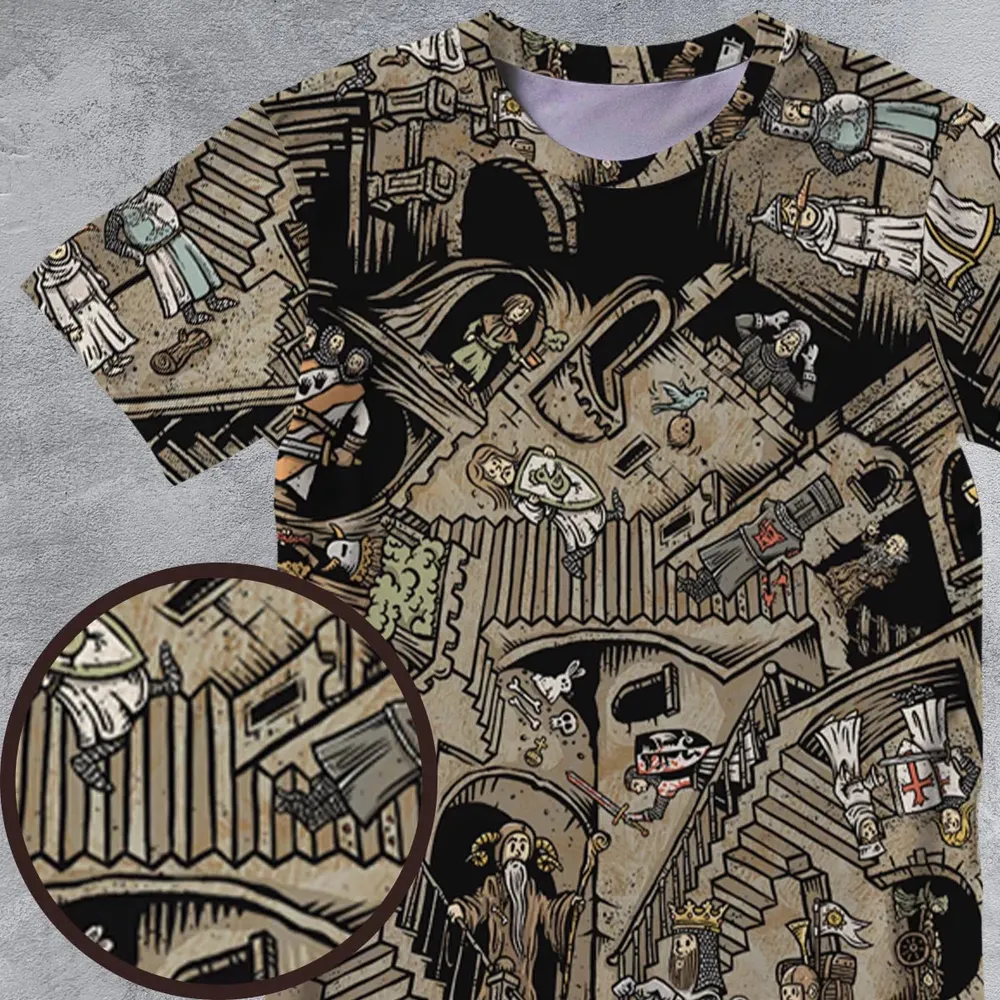 Monty Escher’s Relativity All-Over Print Unisex T-Shirt - 4