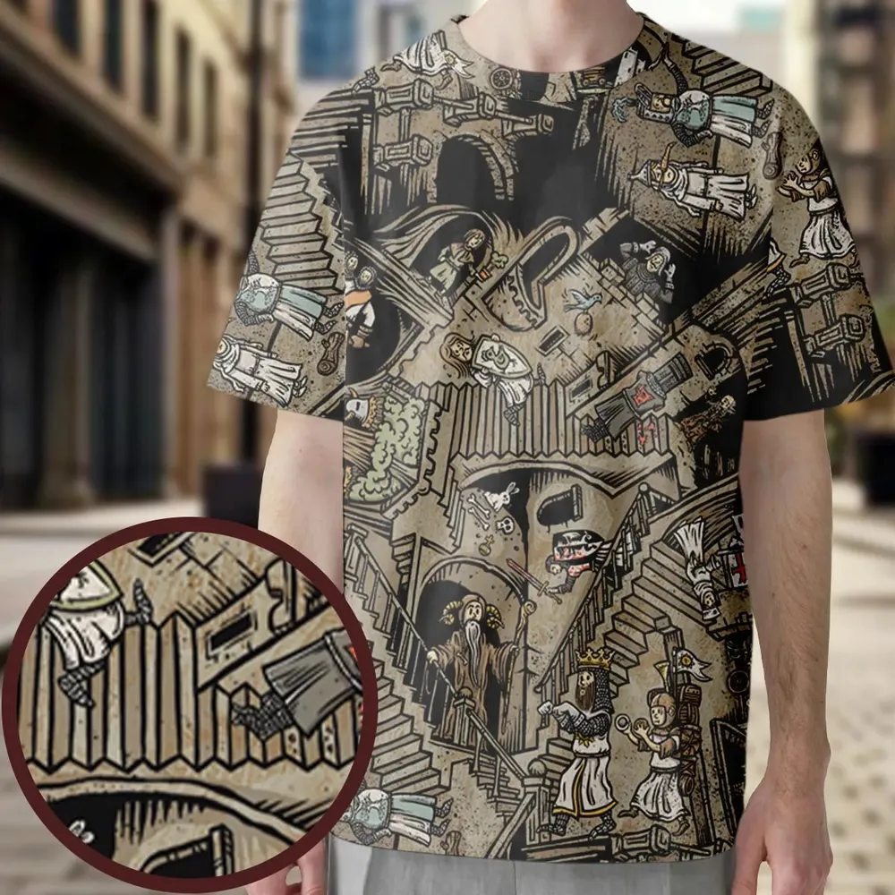 Monty Escher’s Relativity All-Over Print Unisex T-Shirt - 3