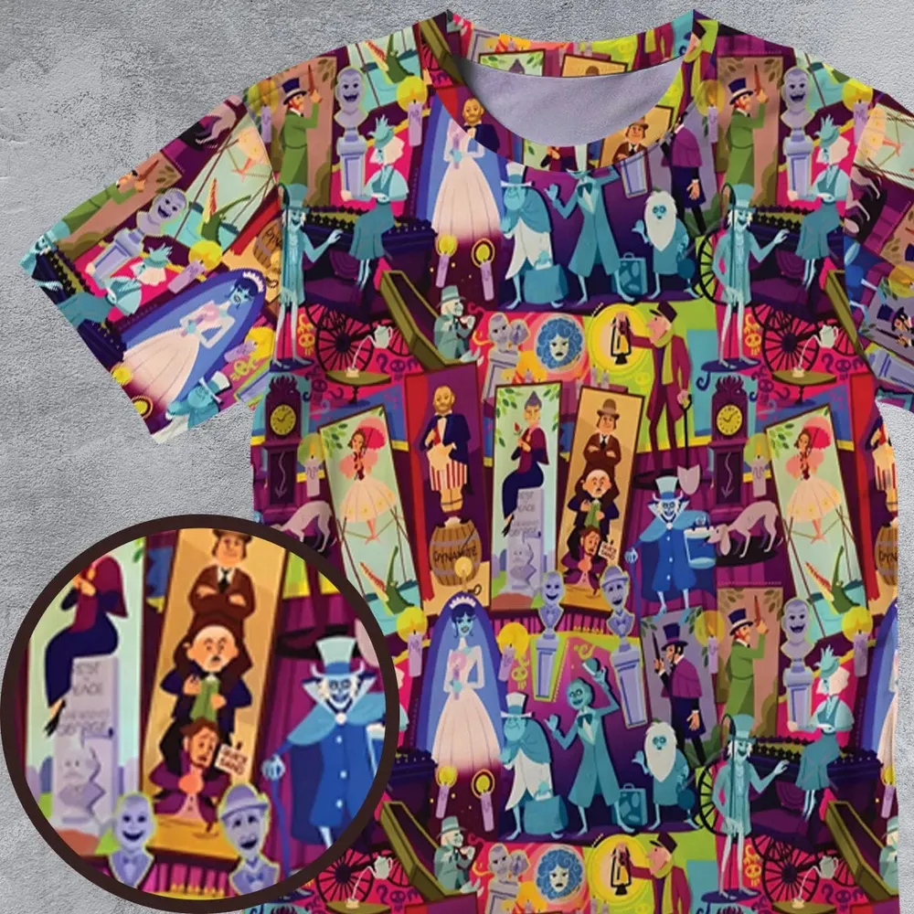 Retro Mansion Collage All-Over Print Unisex T-Shirt - 4