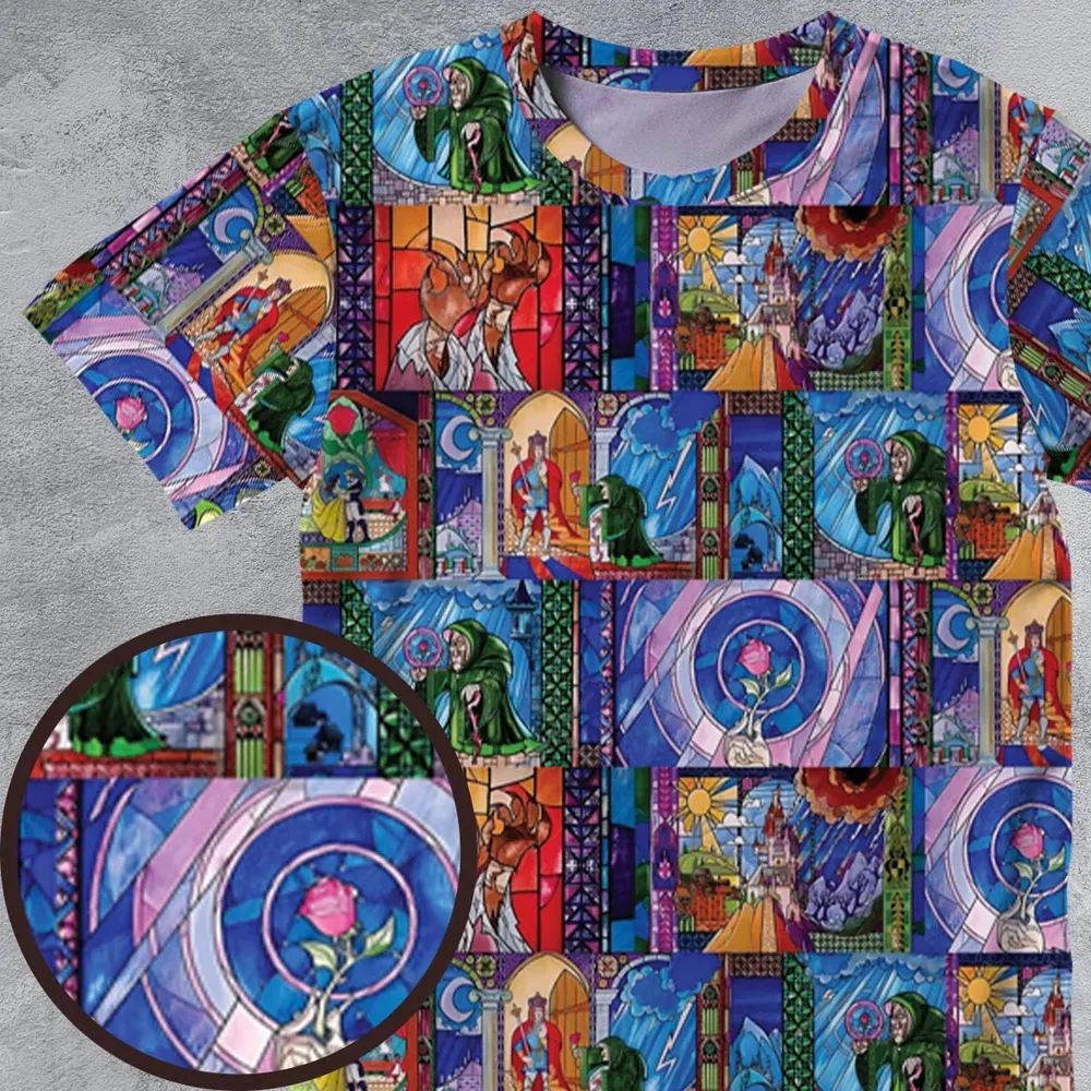 Beauty And The Beast Story Windows All-Over Print Unisex T-Shirt - 4