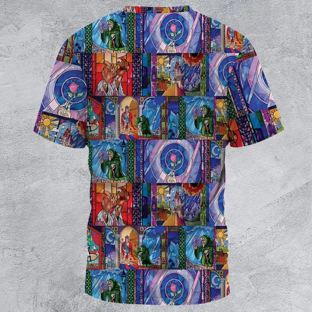 Beauty And The Beast Story Windows All-Over Print Unisex T-Shirt - 2