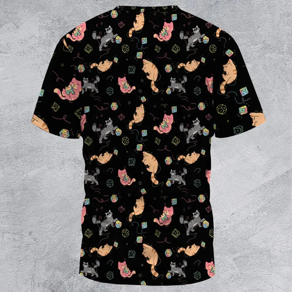 Dice Cat DnD All-Over Print Unisex T-Shirt - 2