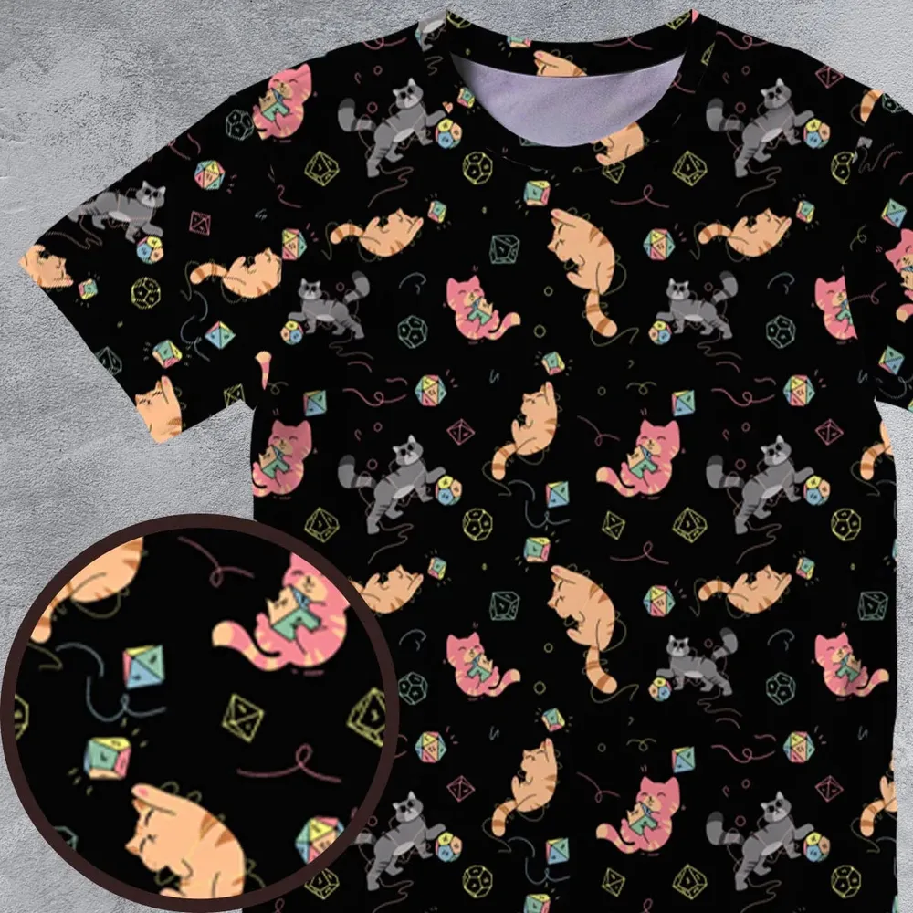 Dice Cat DnD All-Over Print Unisex T-Shirt - 4