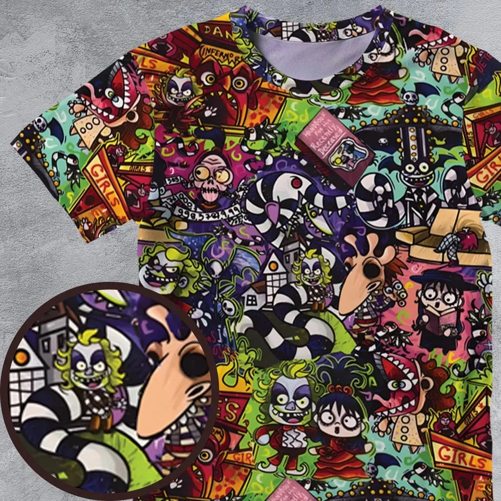 Spooky Chic Beetlejuice All-Over Print Unisex T-Shirt - 4