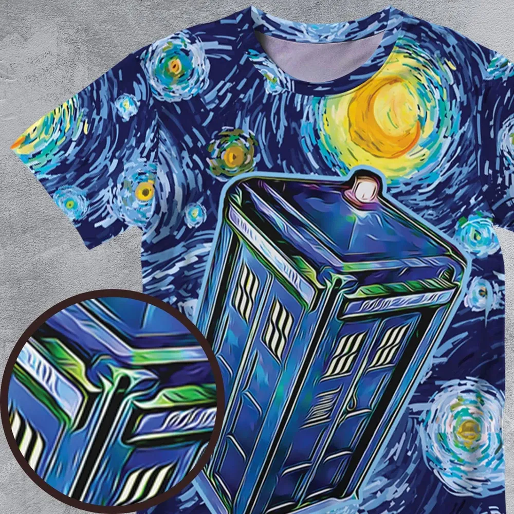 Tardis Starry Night Doctor Who All-Over Print Unisex T-Shirt - 4