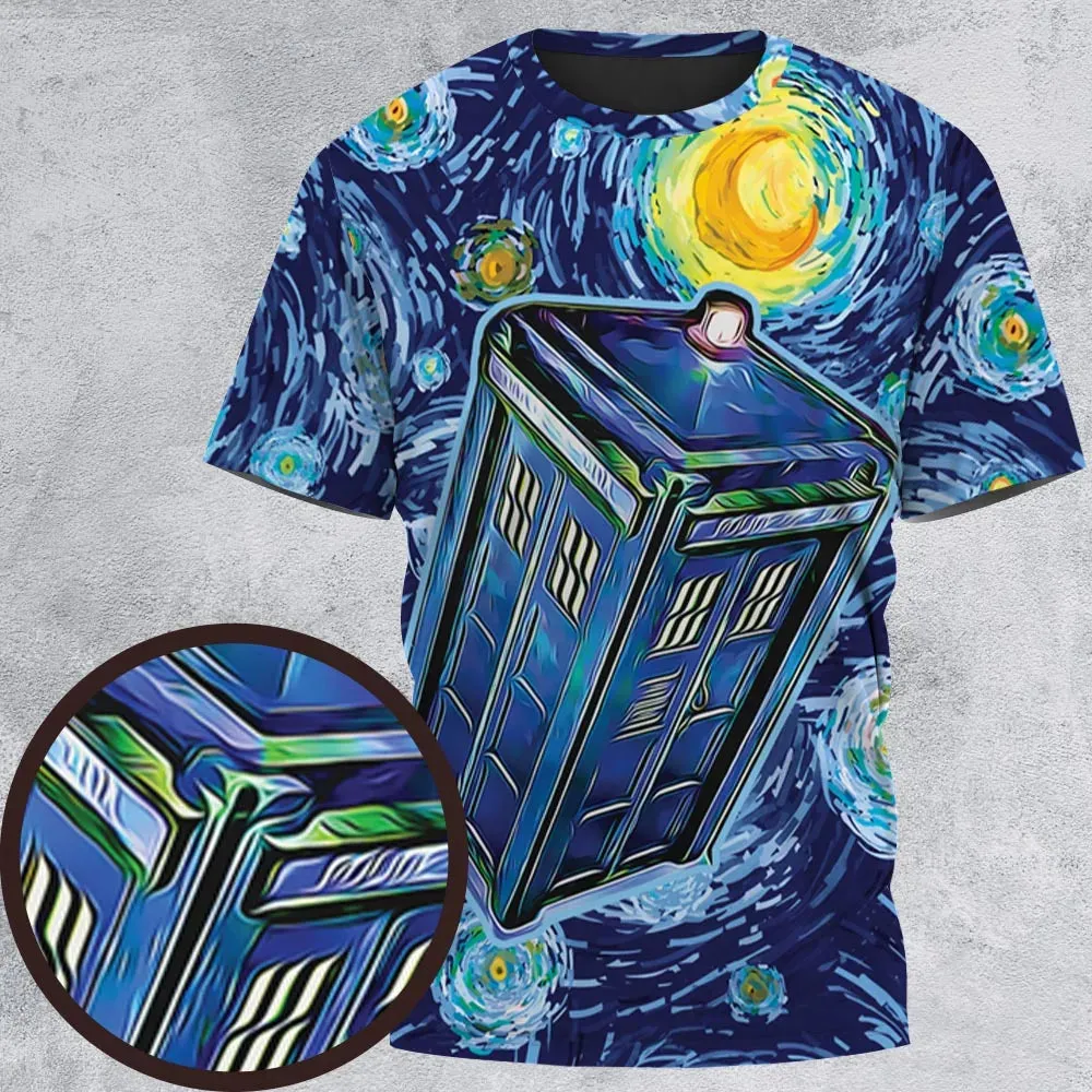 Tardis Starry Night Doctor Who All-Over Print Unisex T-Shirt - 2