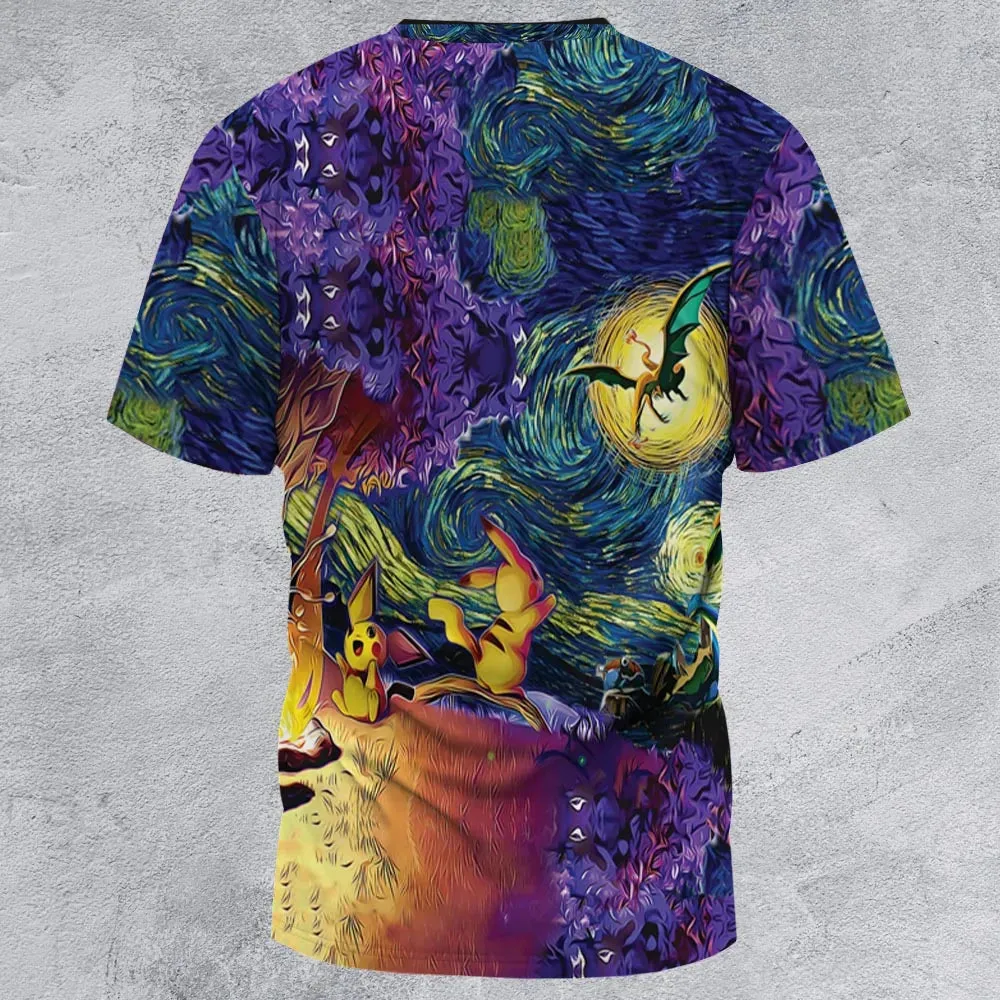 Pokemon Starry Night Campfire All-Over Print Unisex T-Shirt - 3