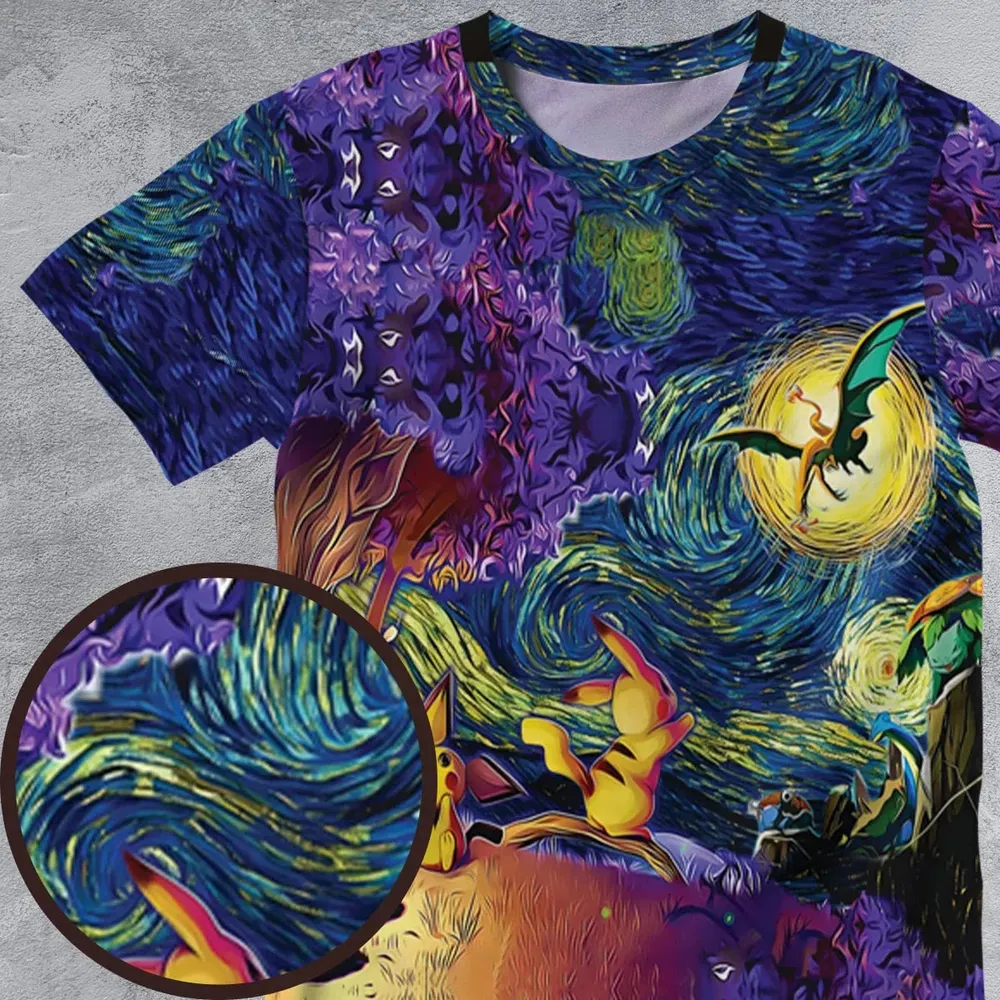 Pokemon Starry Night Campfire All-Over Print Unisex T-Shirt - 4