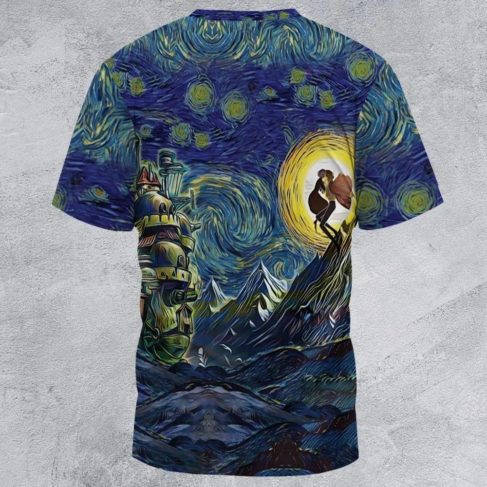 Howl’s Moving Castle Starry Night All-Over Print Unisex T-Shirt - 3