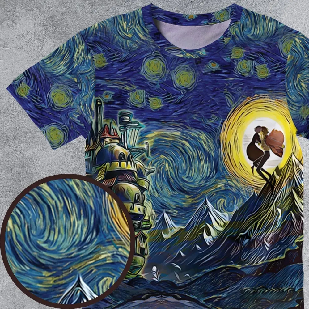 Howl’s Moving Castle Starry Night All-Over Print Unisex T-Shirt - 4