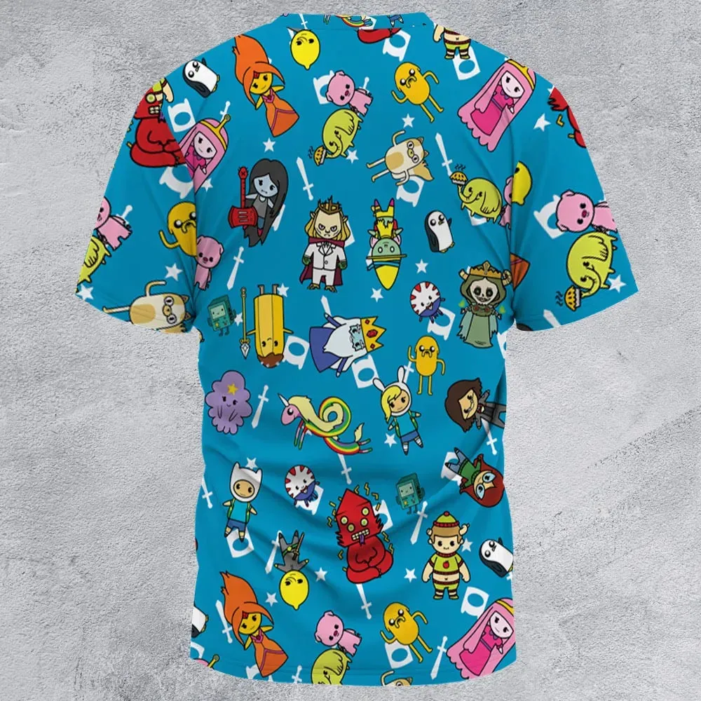 Adventure Time Characters Doodle All-Over Print Unisex T-Shirt - 2
