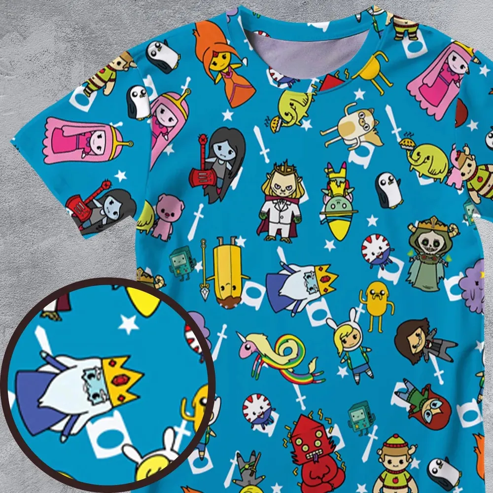 Adventure Time Characters Doodle All-Over Print Unisex T-Shirt - 4