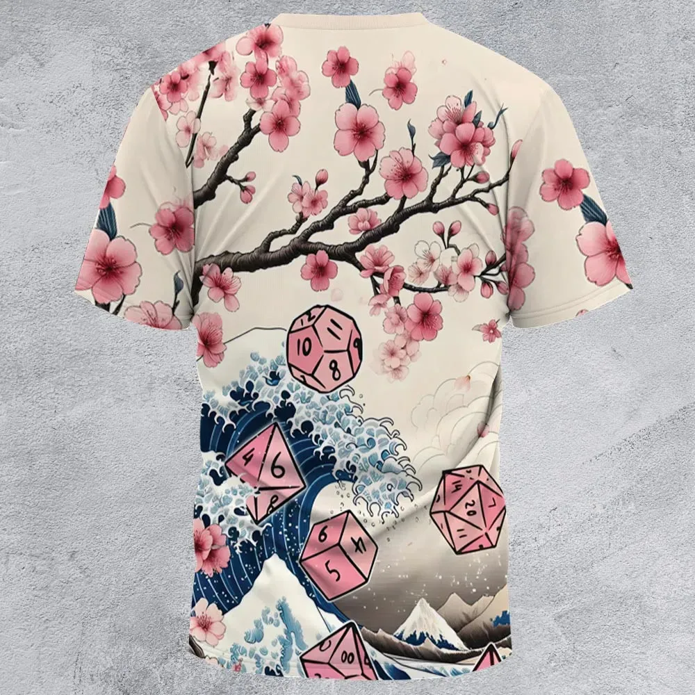 Pink Flower Dice DnD All-Over Print Unisex T-Shirt - 3