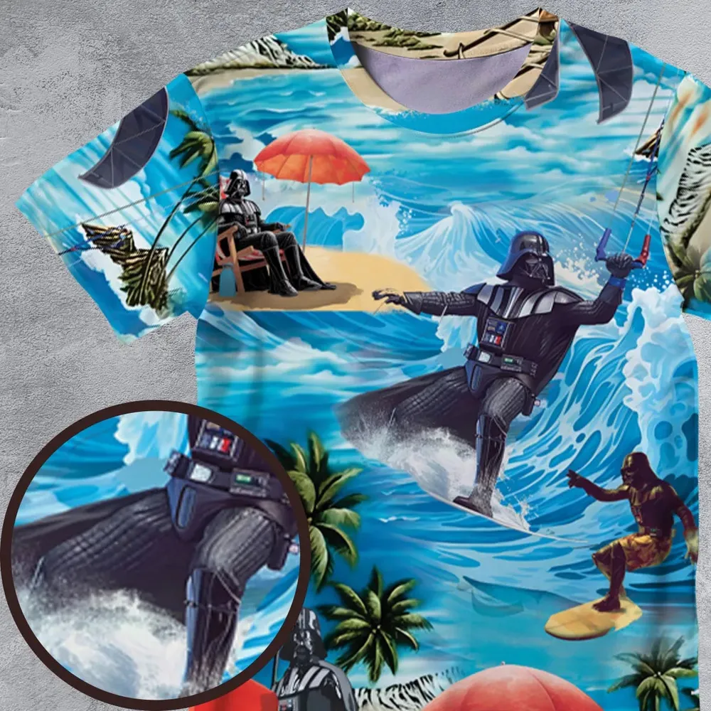 Darth Vader Surfing All-Over Print Unisex T-Shirt - 4