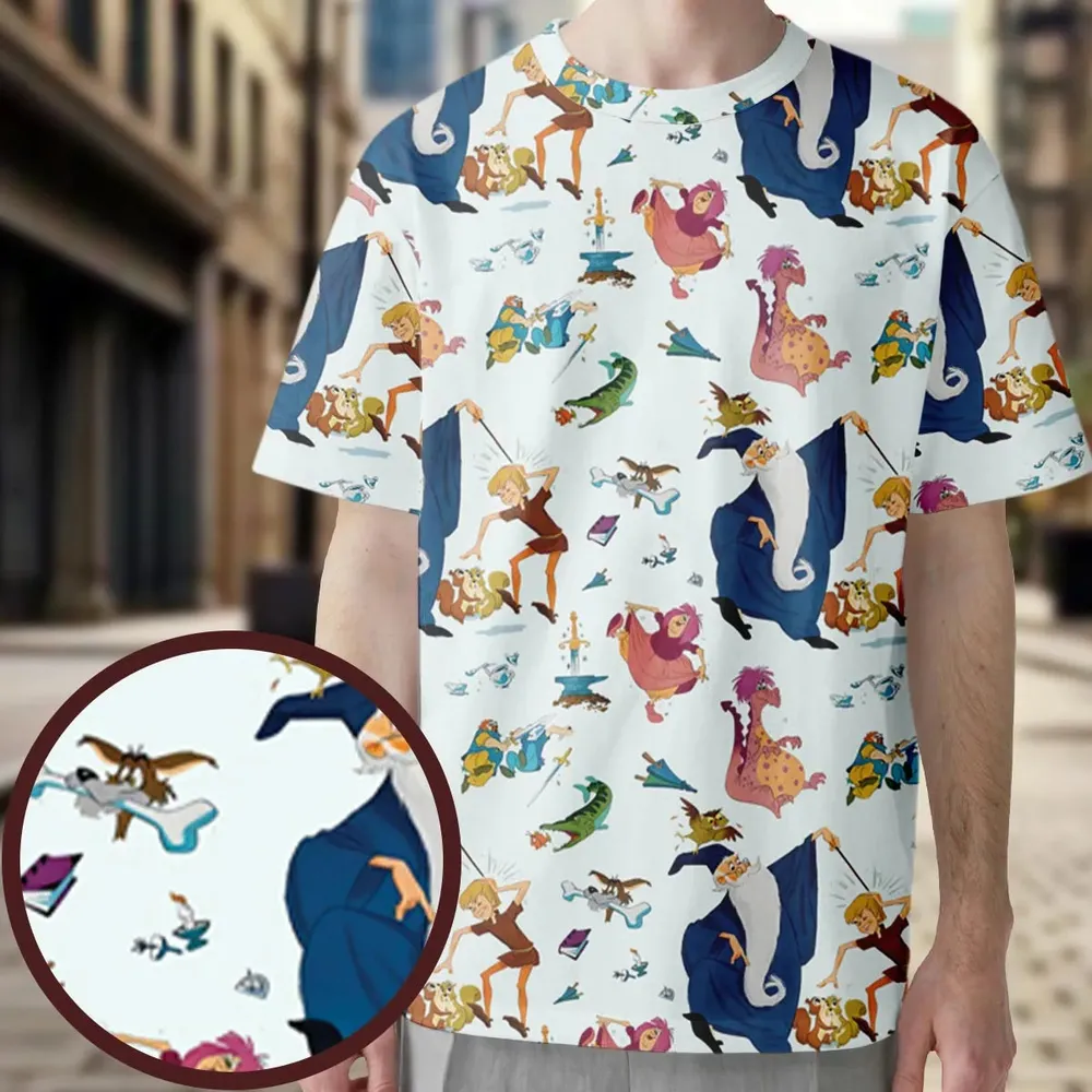 Sword in the Stone Pattern All-Over Print Unisex T-Shirt - 3