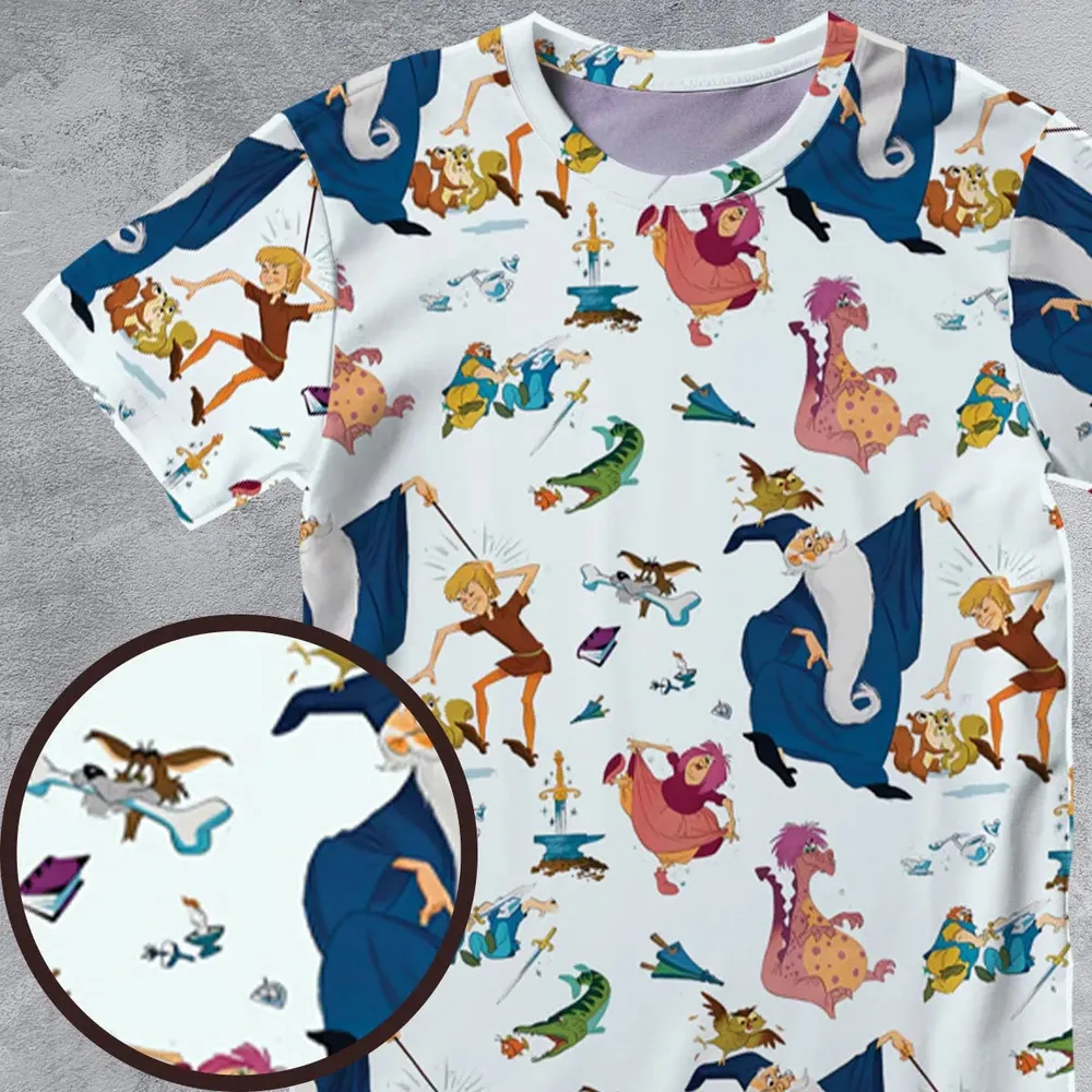 Sword in the Stone Pattern All-Over Print Unisex T-Shirt - 4
