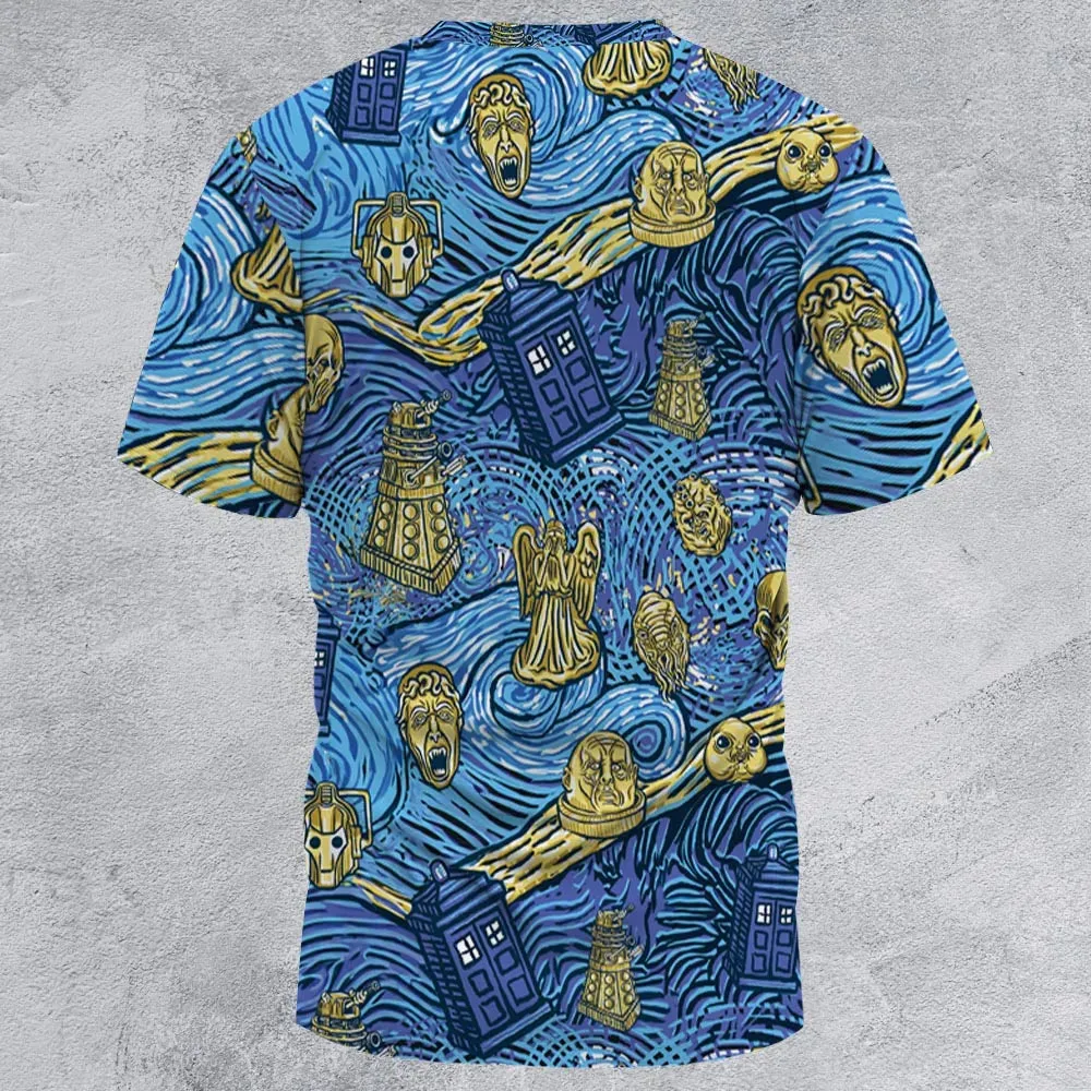 Starry Night Tardis Doctor Who All-Over Print Unisex T-Shirt - 3
