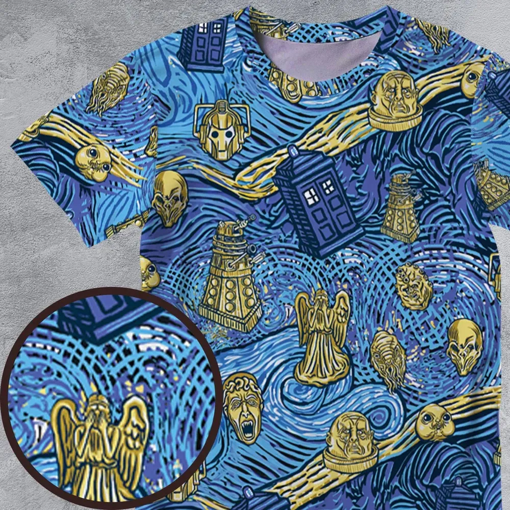 Starry Night Tardis Doctor Who All-Over Print Unisex T-Shirt - 4