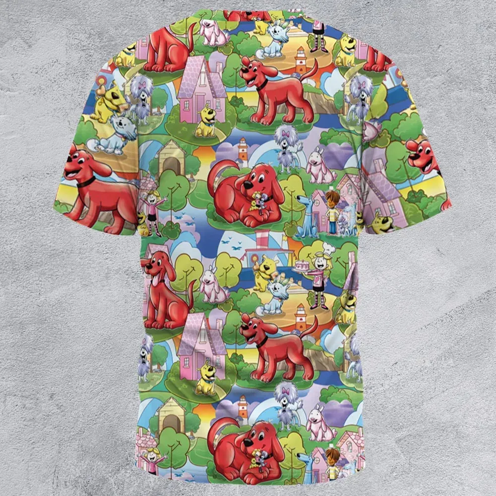 Clifford The Big Red Dog Seamless All-Over Print Unisex T-Shirt - 3