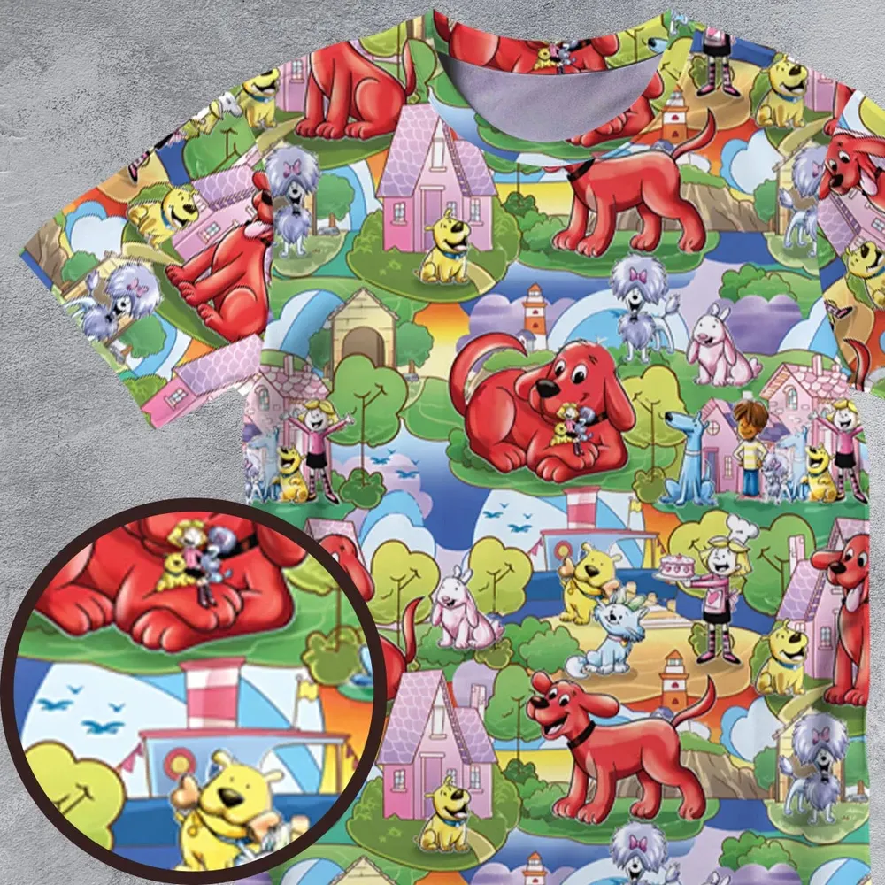 Clifford The Big Red Dog Seamless All-Over Print Unisex T-Shirt - 4