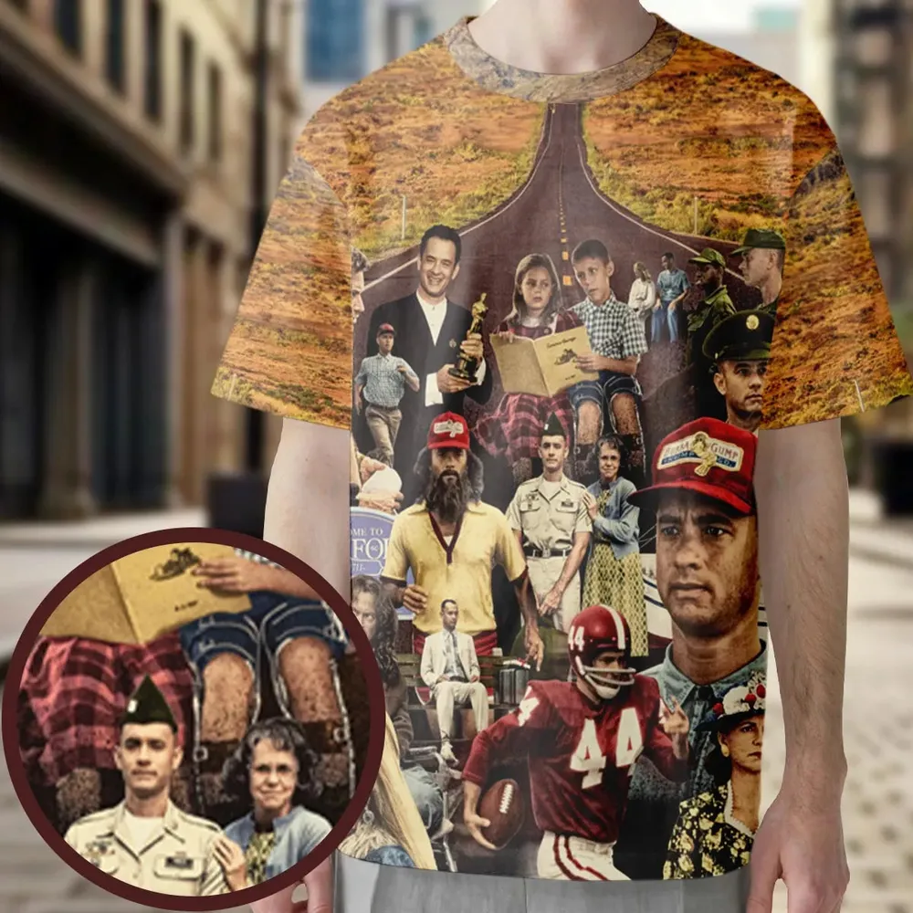 Forrest Gump's Journey Collage All-Over Print Unisex T-Shirt - 3