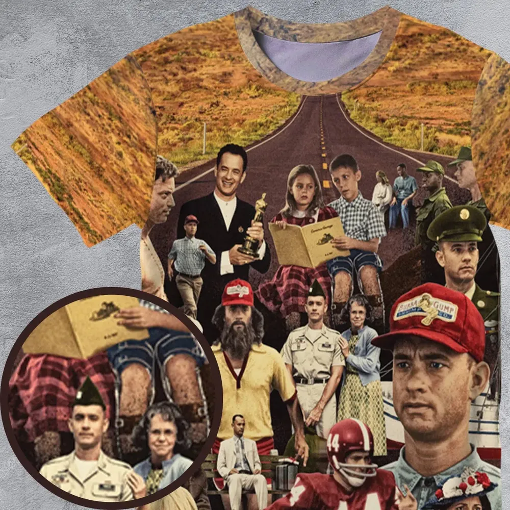 Forrest Gump's Journey Collage All-Over Print Unisex T-Shirt - 4