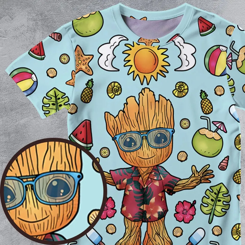 Summer Galaxy Groot All-Over Print Unisex T-Shirt - 4