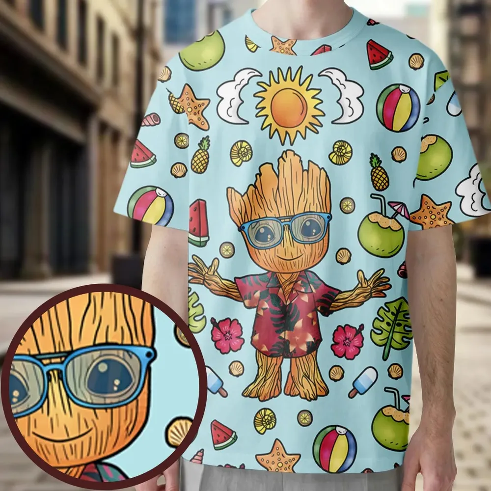 Summer Galaxy Groot All-Over Print Unisex T-Shirt - 3