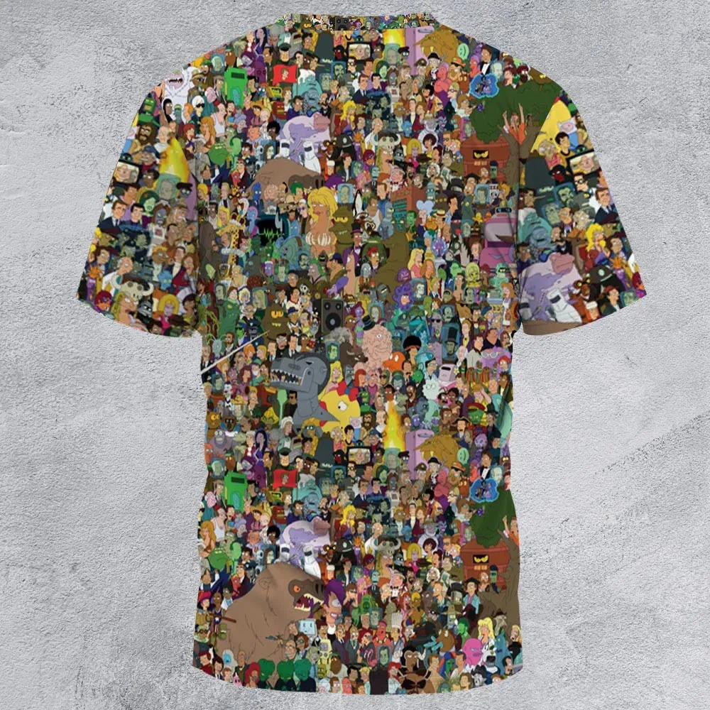Futurama Characters All-Over Print Unisex T-Shirt - 3